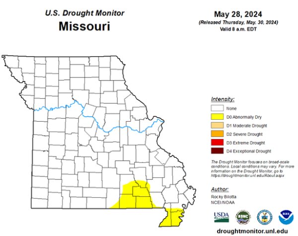 U.S. Drought Monitor - Missouri: May 2024